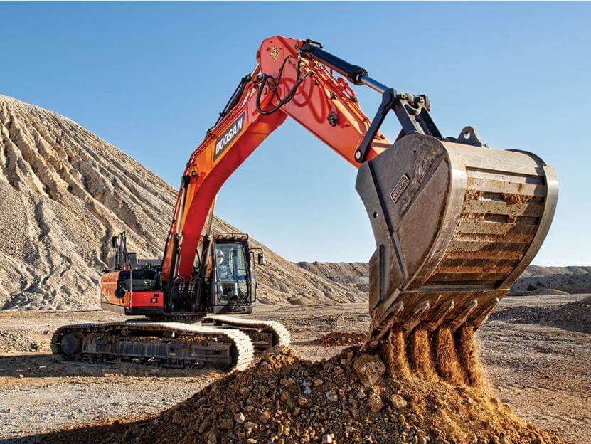 Photograph of a crawler excavator during work