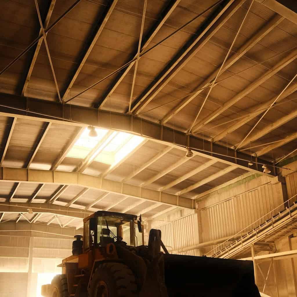 A Bulldozer in a Garage