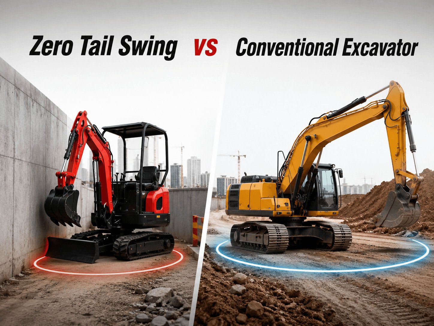 Zero Tail Swing vs Conventional Excavator